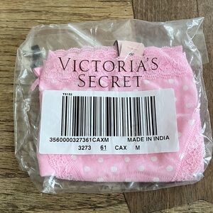 Victoria's Secret Pink Polka Dot Lace Bikini Panty - Light Pink & White